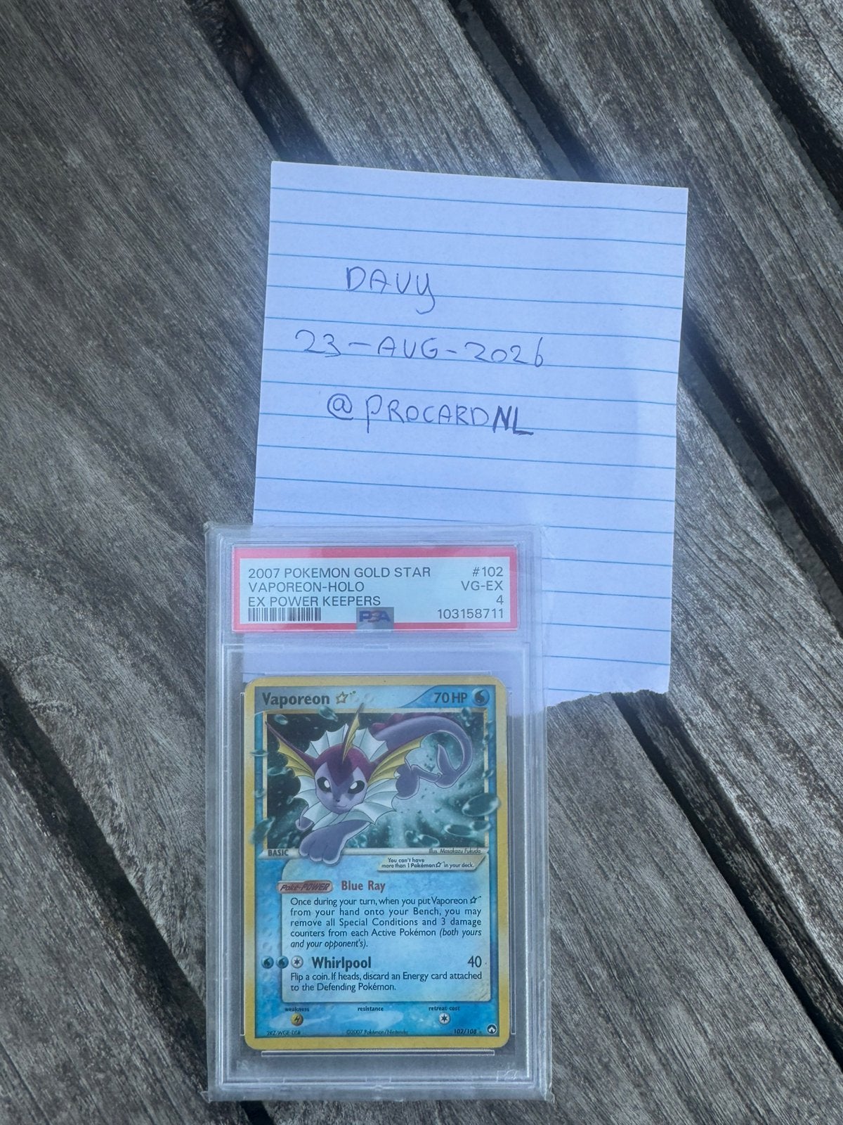 Vaporeon Goldstar PSA 4, Ophalen of Verzenden, Zo goed als nieuw