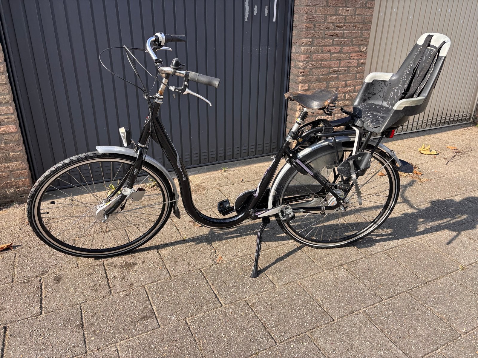Burgers Ena Damesfiets met lage instap en kinderzitje, Velgrem, Ophalen, Overige merken, 53 tot 56 cm