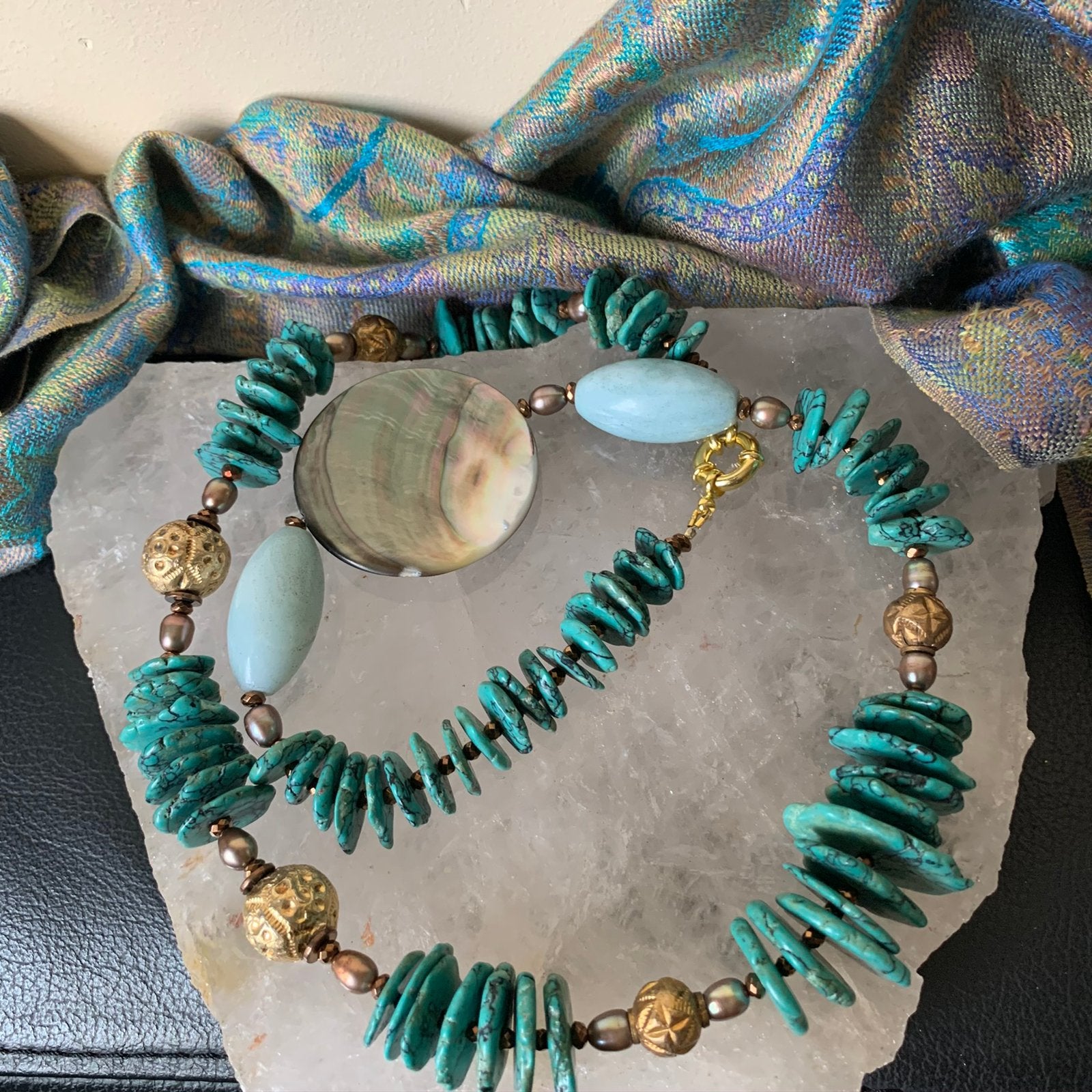 Turkoois turquoise amazoniet beschermt geluk eyecatcher, Blauw, Nieuw, Ophalen of Verzenden, Steen of Mineraal