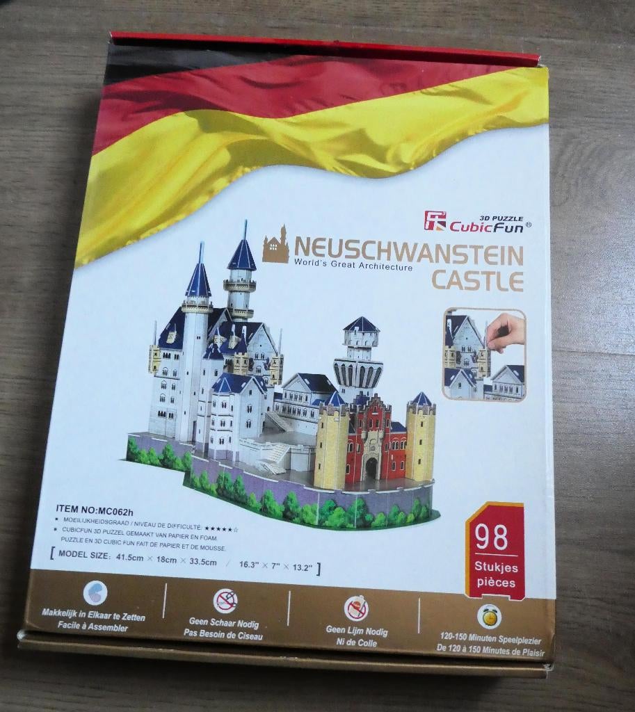 Neuschwanstein Castle 3D puzzel (98 Stukjes). NIEUW., Ophalen of Verzenden, Minder dan 500 stukjes, Nieuw, Rubik's of 3D-puzzel