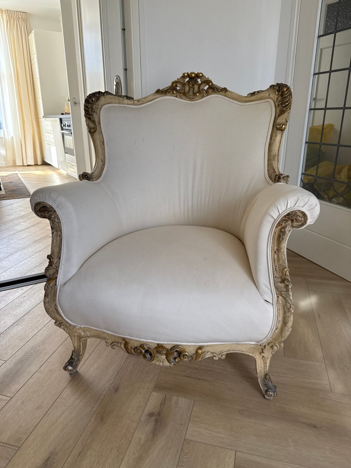 fauteuil rococo barok vintage stoel, Huis en Inrichting, Fauteuils, Ophalen, Gebruikt, 75 tot 100 cm, 75 tot 100 cm