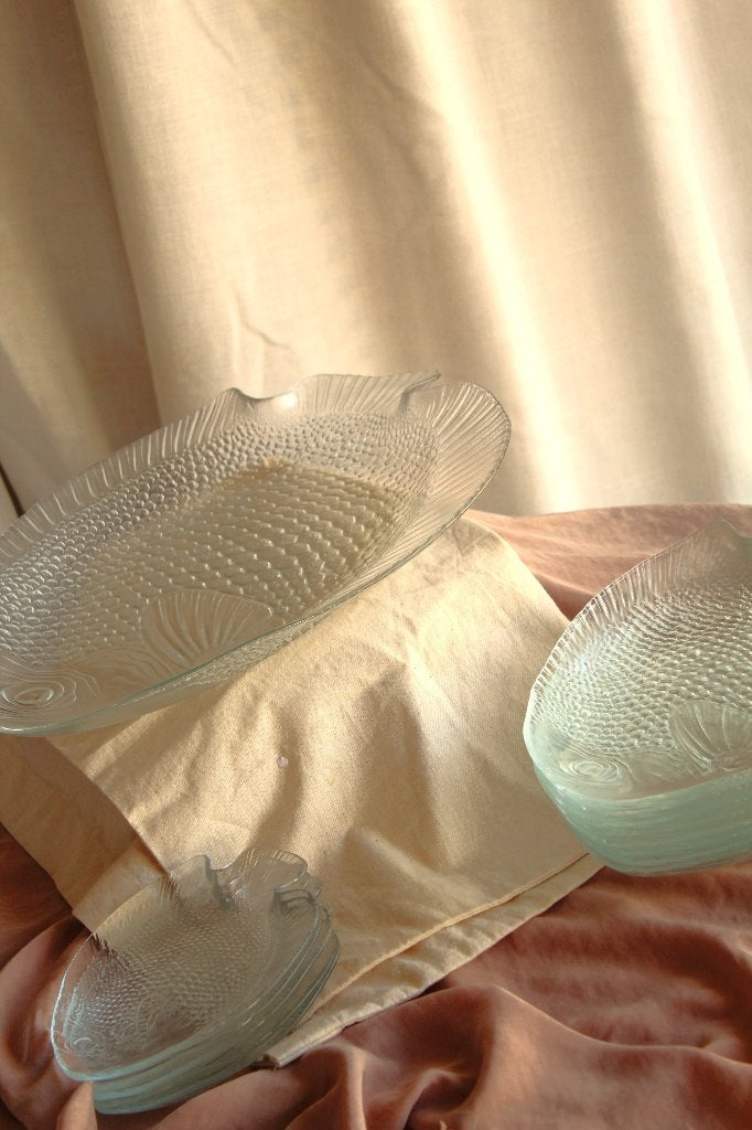 Acopal Vintage Visborden schalen vis Glas XL, Huis en Inrichting, Keuken | Servies, Arcopal, Arcopal, Ophalen of Verzenden, Overige stijlen