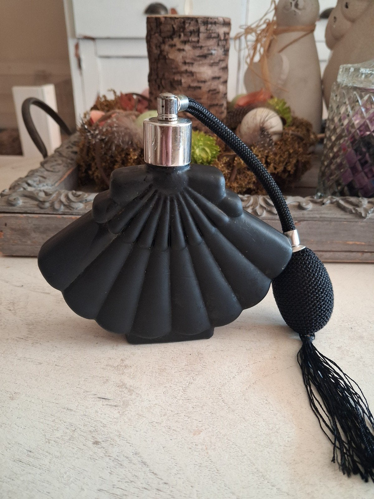 mooie antieke parfum flesje verstuiver met pompje, Verzamelen, Parfumverzamelingen, Ophalen, Gebruikt, Parfumfles