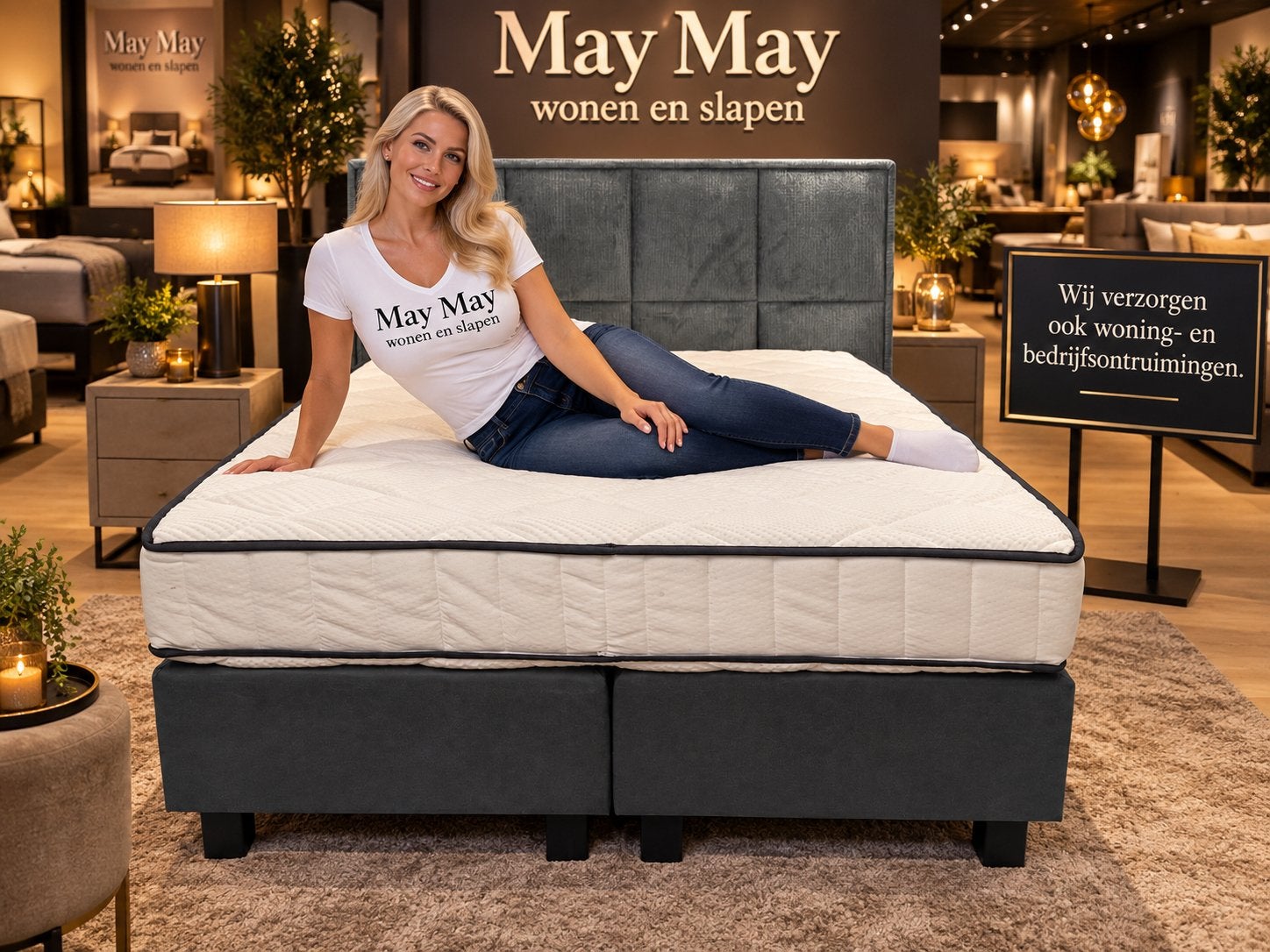 Boxspring 140x200cm €499,- Groen  Direct/Leverbaar, Ophalen, #Boxspring#Groen#140cm#2-persoons, 140 cm, Mwonenenslapen