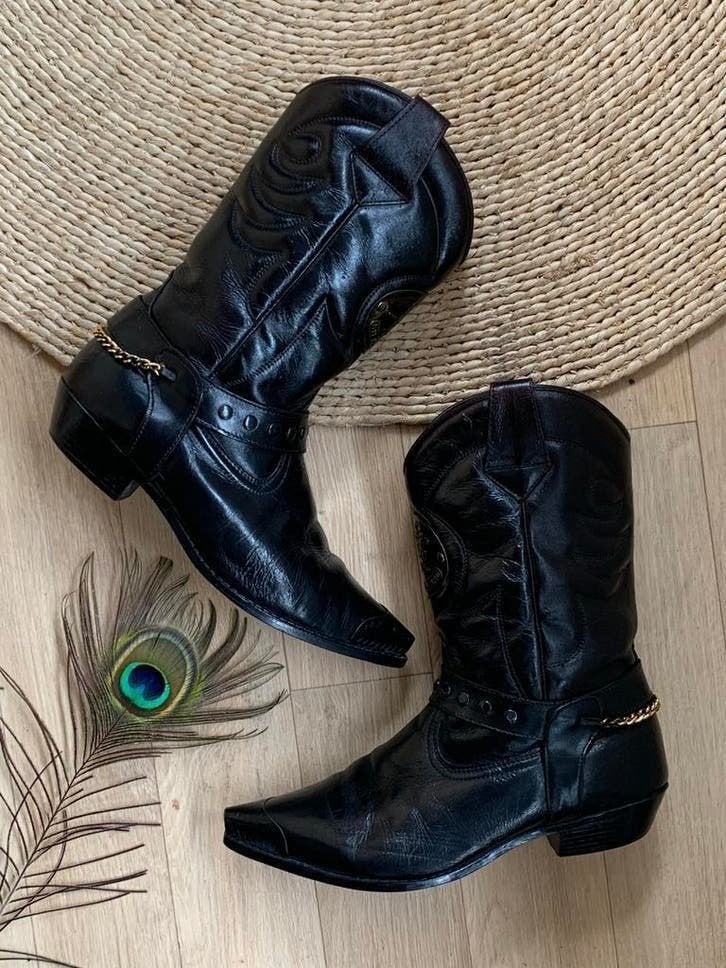 Mustang cowboylaarzen 41 western boots laarzen gesp, Hoge laarzen, -, Zwart, -