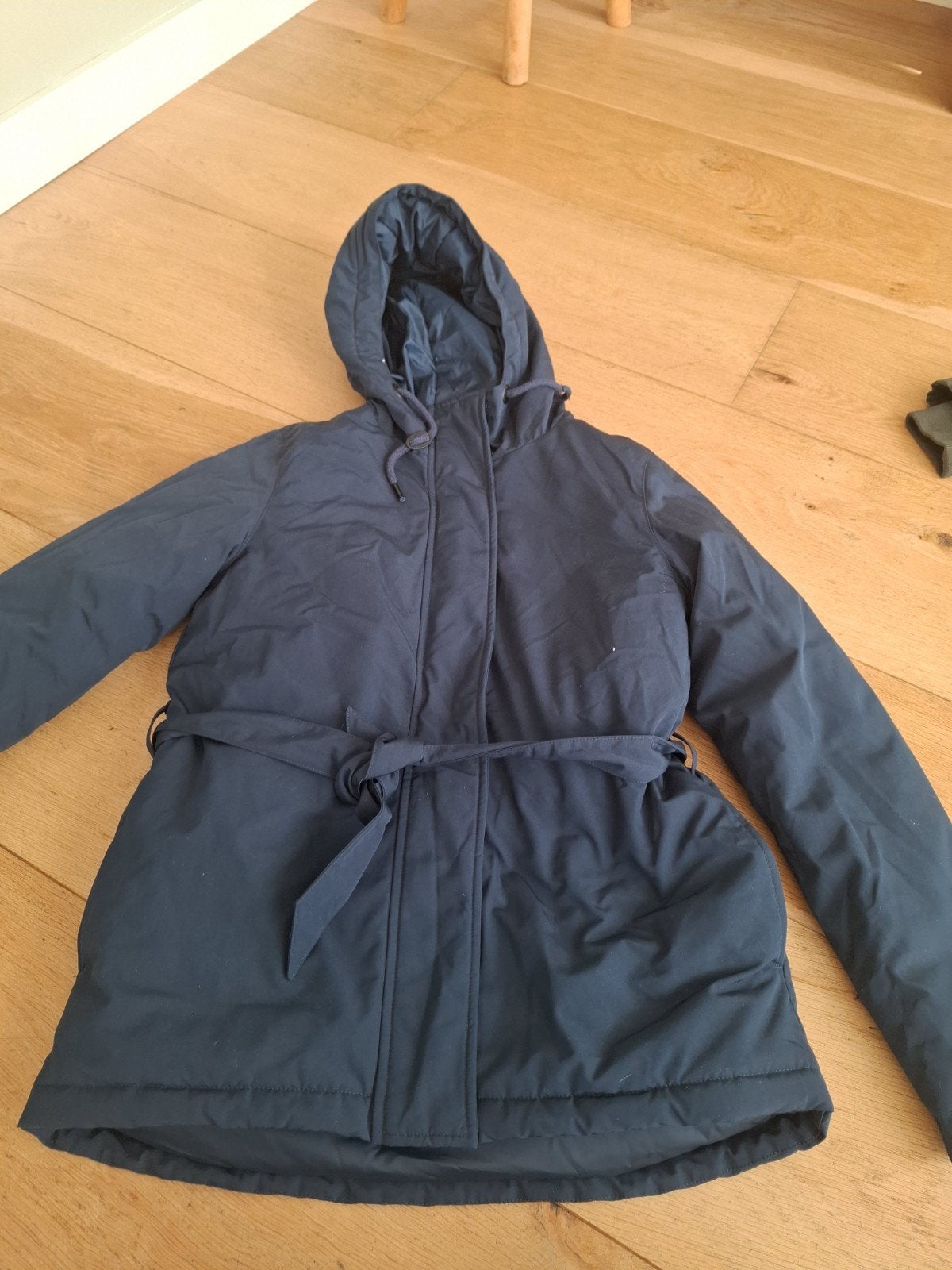 DreiMaster gewatteerde jas met capuchon en ceintuur, Blauw, Ophalen of Verzenden, Zo goed als nieuw, DreiMaster