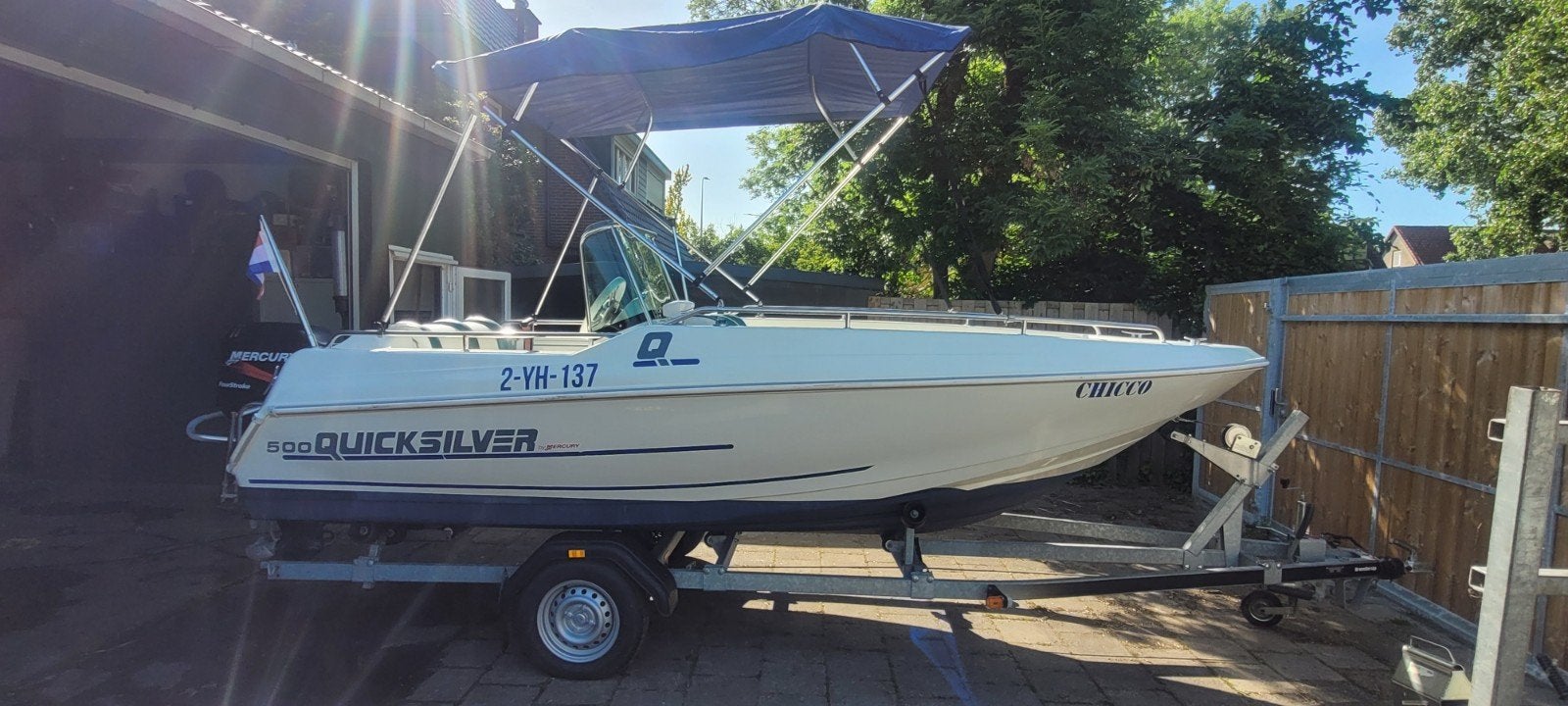 Complete prachtige Quicksilver 500 met Mercury 40 PK, Watersport en Boten, Vis- en Consoleboten, Viertaktmotor, 5 m, Zo goed als nieuw