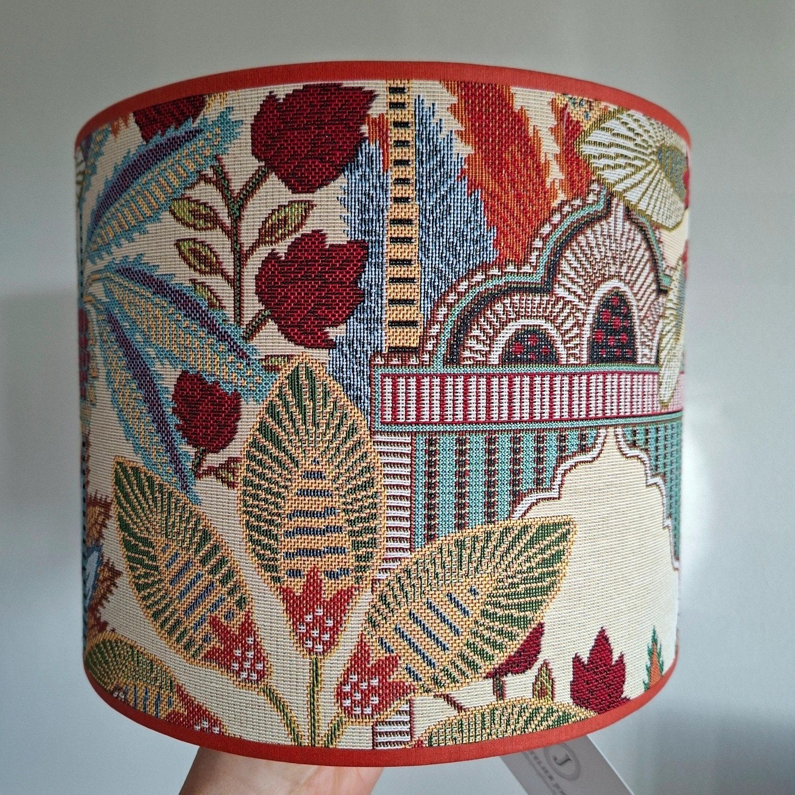 Handgemaakte lampenkap Oosters jaquard 30 cm, Ophalen of Verzenden, Nieuw, Rond