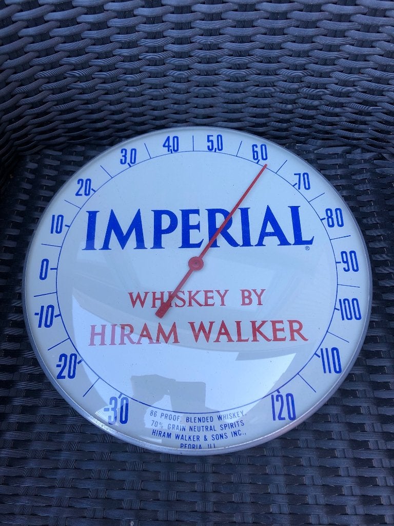 Fraaie Imperial Whiskey thermometer. Hiram Walker. 31 cm., Ophalen of Verzenden, Gebruikt, Gebruiksvoorwerp