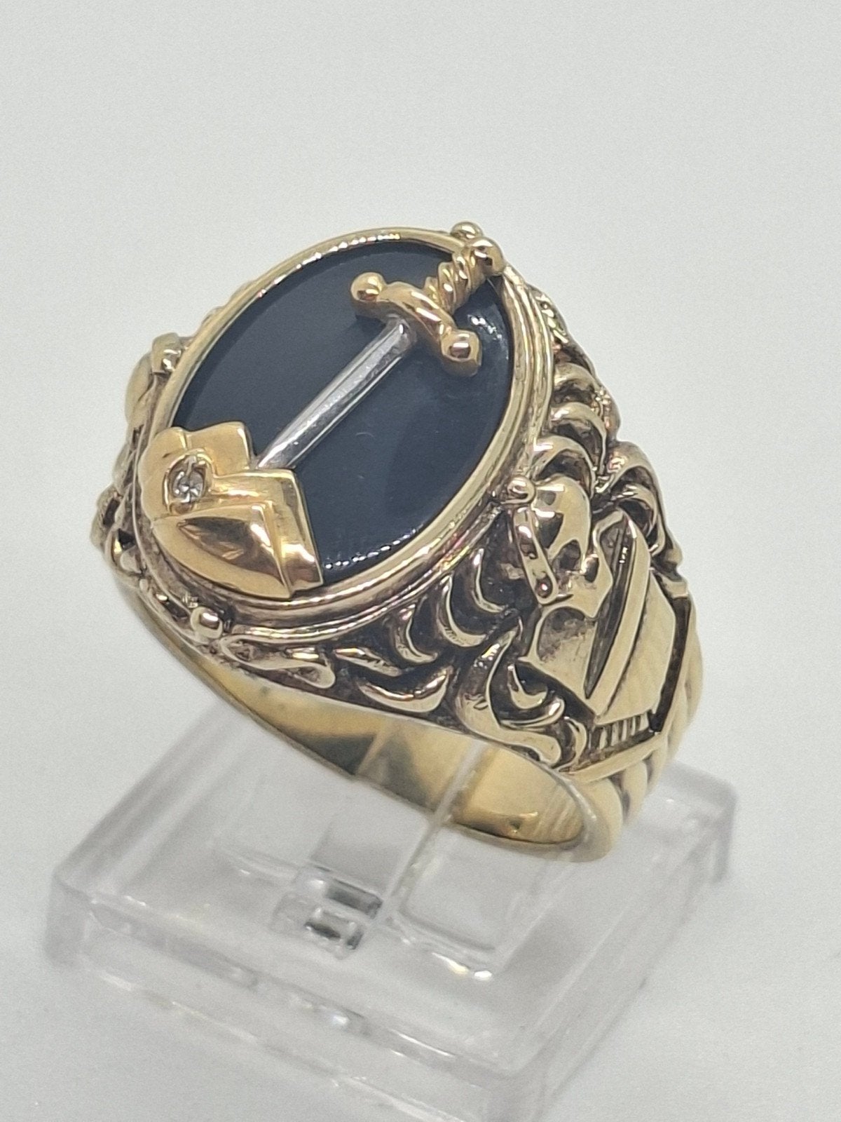 Franklin Mint Excalibur herenring 925 - Goud verguld zilver, 19 tot 20, Heer, Ophalen of Verzenden, Zo goed als nieuw