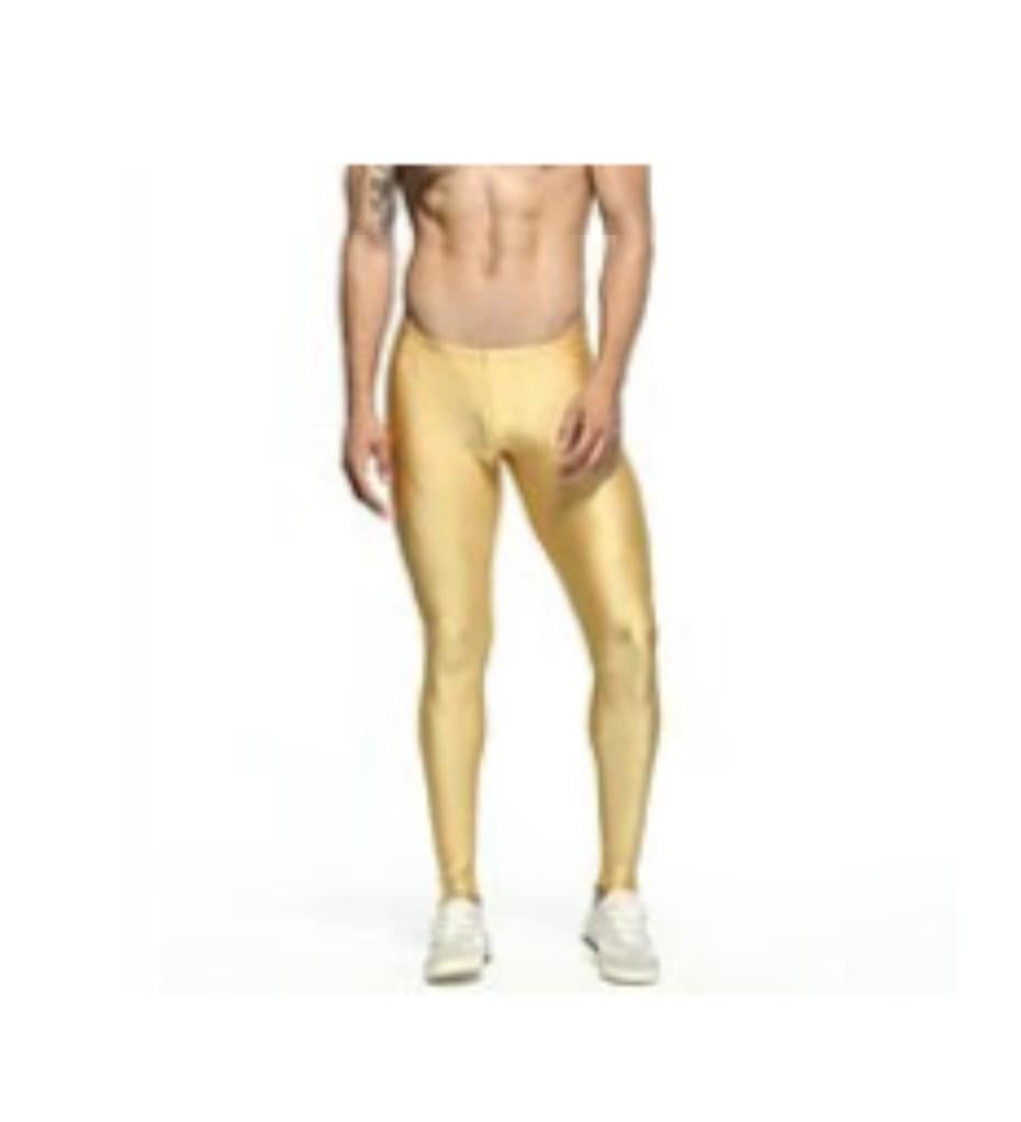 men’s compression running tights/leggings – size M – gold, Ophalen of Verzenden, Zo goed als nieuw, Zwart, Legging