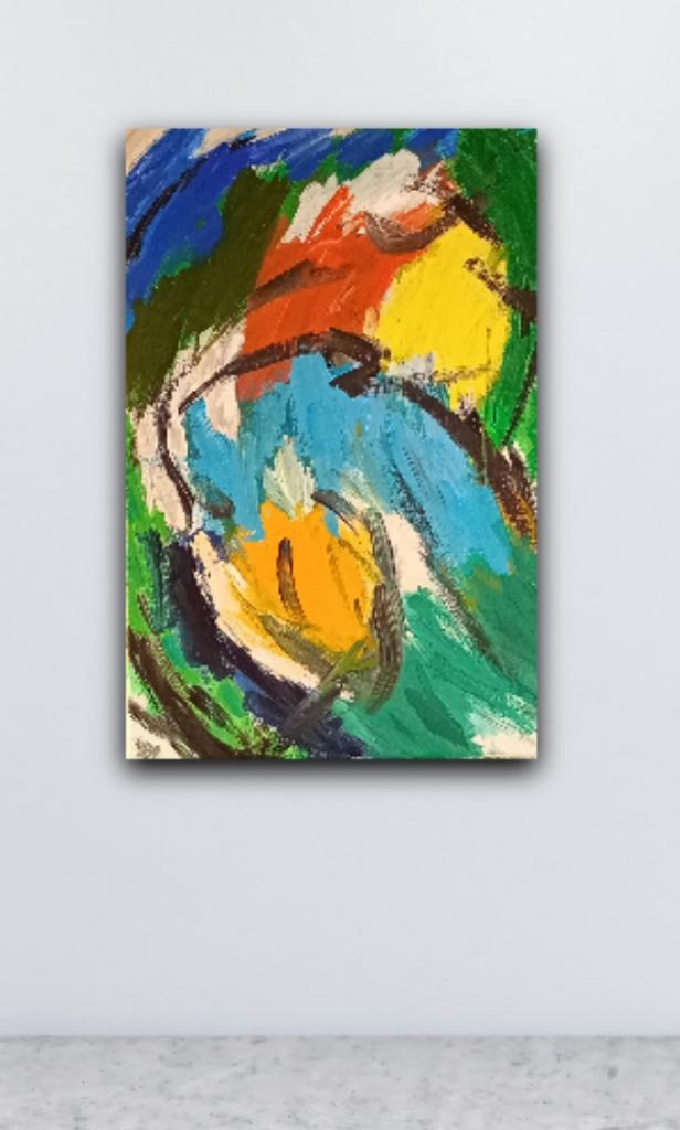 Abstract schilderij, surrounded by nature op linnen doek, Antiek en Kunst, Kunst | Schilderijen | Abstract, Ophalen of Verzenden