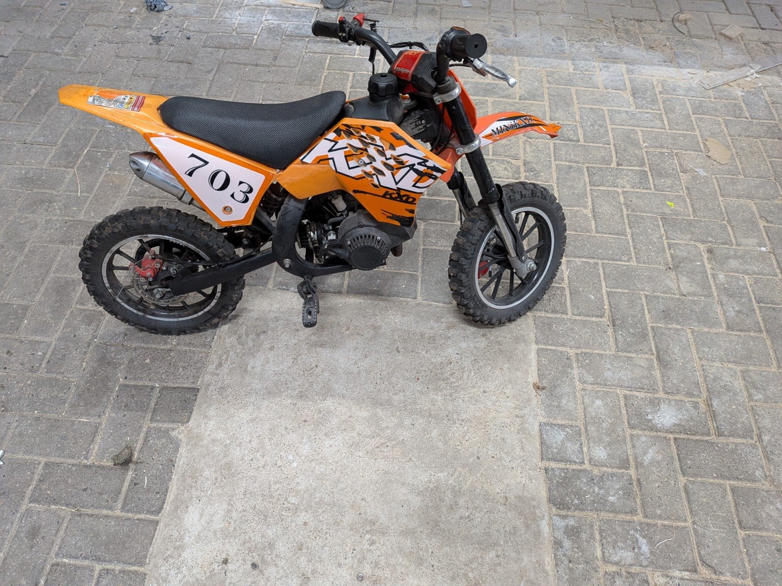 Kinder crossmotor - Oranje Dirtbike, Fietsen en Brommers, Gebruikt, Onbekend, Ophalen of Verzenden, Schijfrem