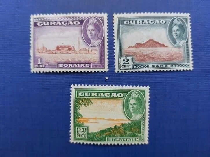 Postzegel Curacao 1943 3 zegels Eilanden 01-07, Ophalen of Verzenden, Postfris