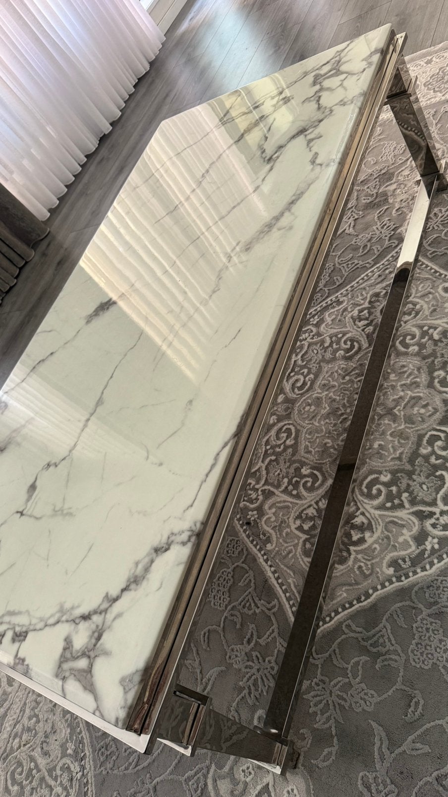 Salontafel marmer zilver, Huis en Inrichting, Ophalen, 100 tot 150 cm, 50 tot 100 cm, Zo goed als nieuw