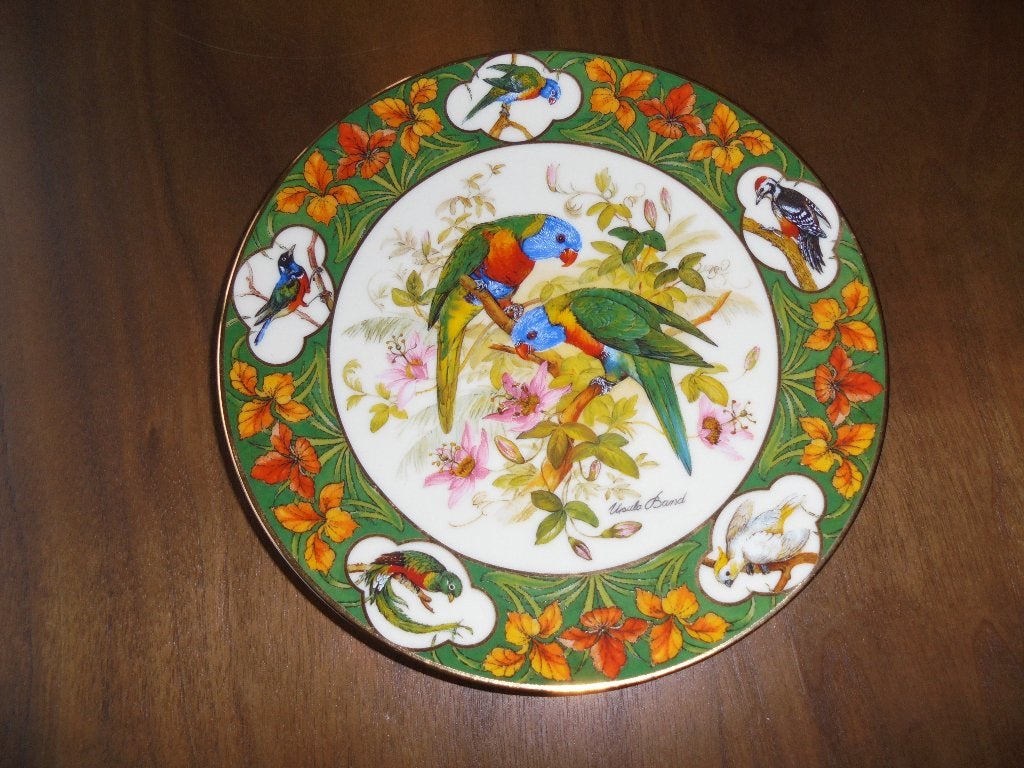 bordje met standard Papageien mit Passionsblumen, Ophalen of Verzenden