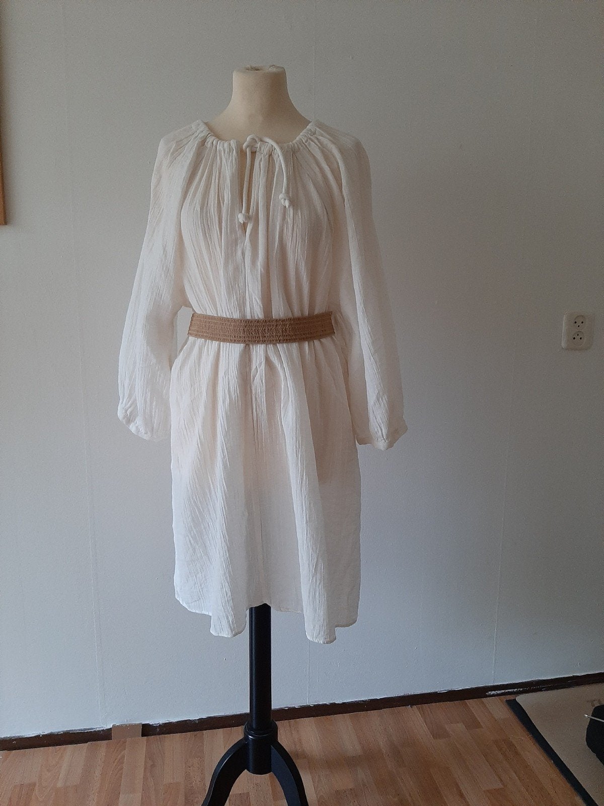 Koele witte katoen/linnen zomer jurk/tuniek xl, Ophalen of Verzenden