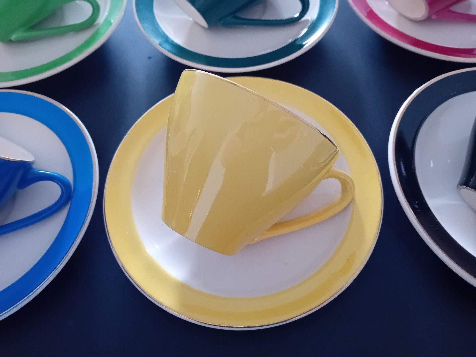 Harlekijn koffie kopjes jaren 50 /60 Set, Verzenden