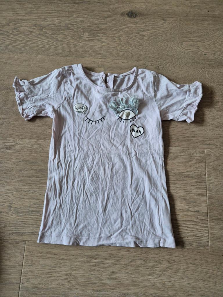 Lichtroze shirtje maat 122/128, Ophalen of Verzenden, Gebruikt, Meisje, Shirt of Longsleeve