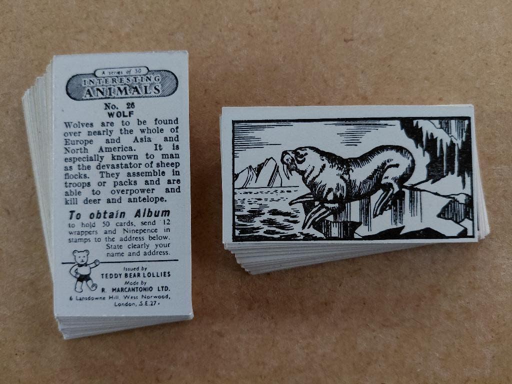 Interesting Animals complete set 50 trade cards dieren 1953, Verzamelen, Ophalen, Gebruikt