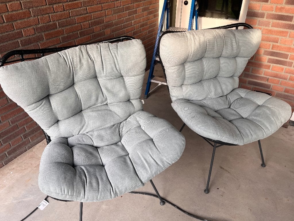 2 grote Tuinstoelen met kussens van Garden Impression., Ophalen, Zo goed als nieuw, Kunststof