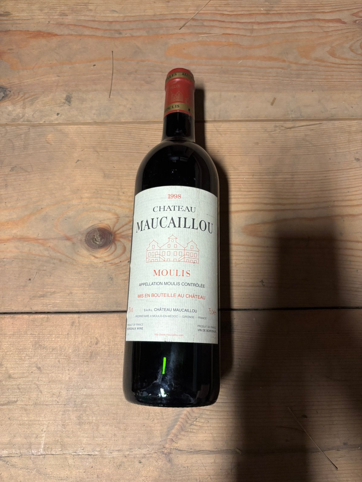 Chateau Maucaillou Moulis 1998, Ophalen of Verzenden, Zo goed als nieuw, Frankrijk, Rode wijn