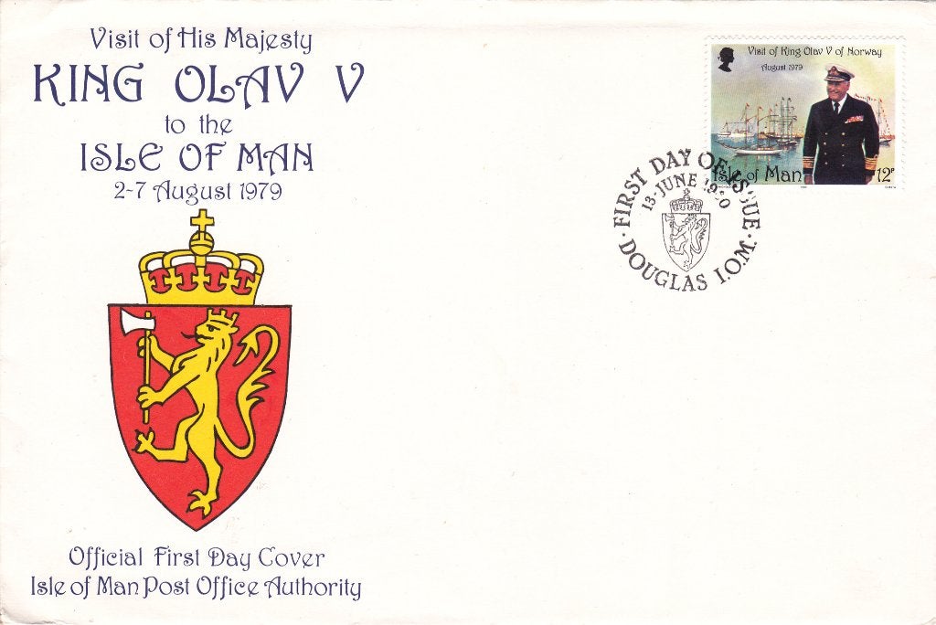 Isle of Man. FDC. Envel. Koning Olav V van Noorwegen. Mi.172, Ophalen of Verzenden, Onbeschreven, Rest van de wereld