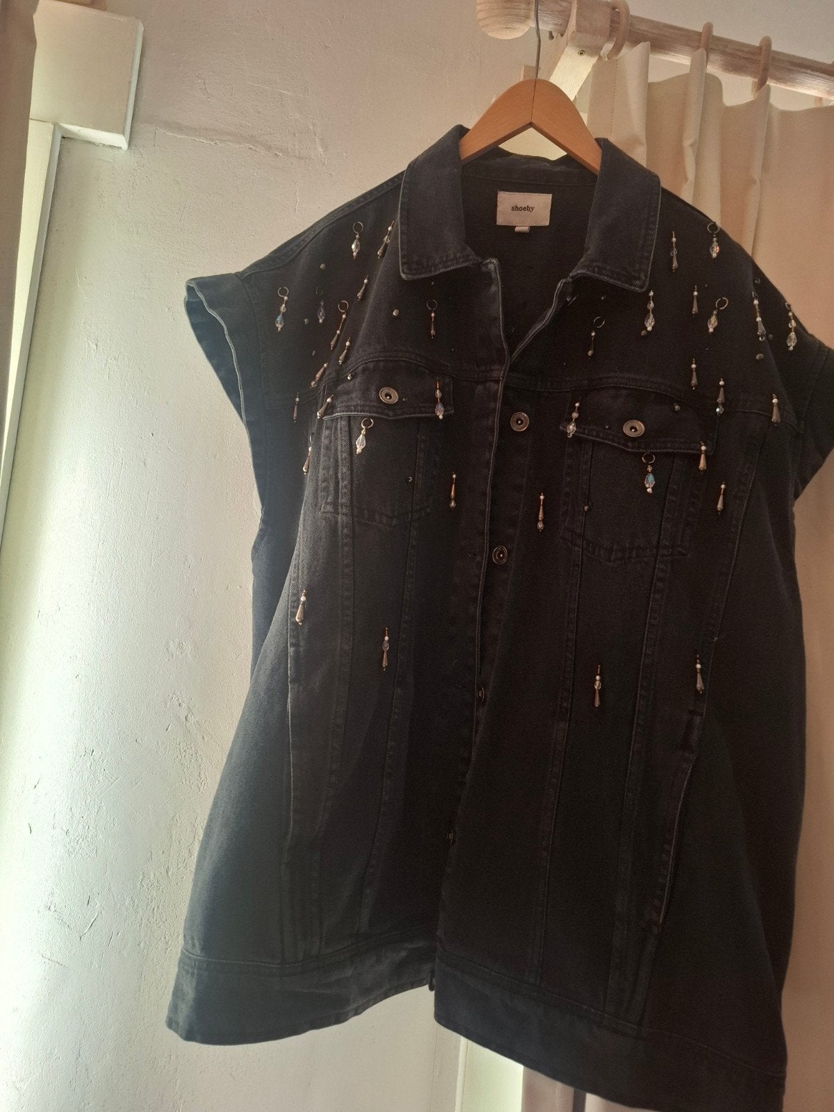 Shoeby denim gilet L/XL met steentjes, nieuw, Zwart, Maat 46/48 (XL) of groter, Nieuw, Ophalen of Verzenden