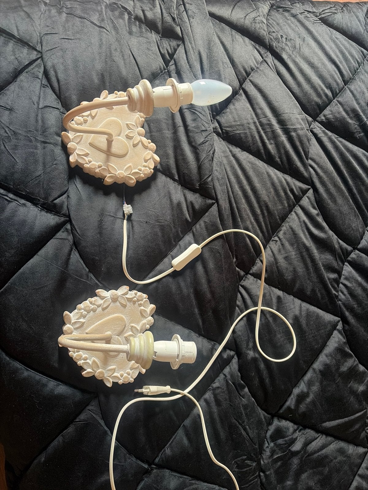 2x Romantische wandlampjes met hartjes en bloemen, Ophalen, Gebruikt, Overige materialen