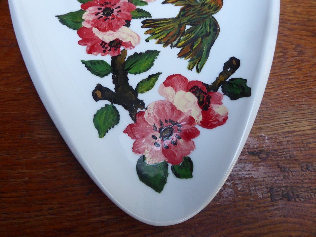 2 porseleinen wandbordjes met geschilderde vogels, Ophalen of Verzenden