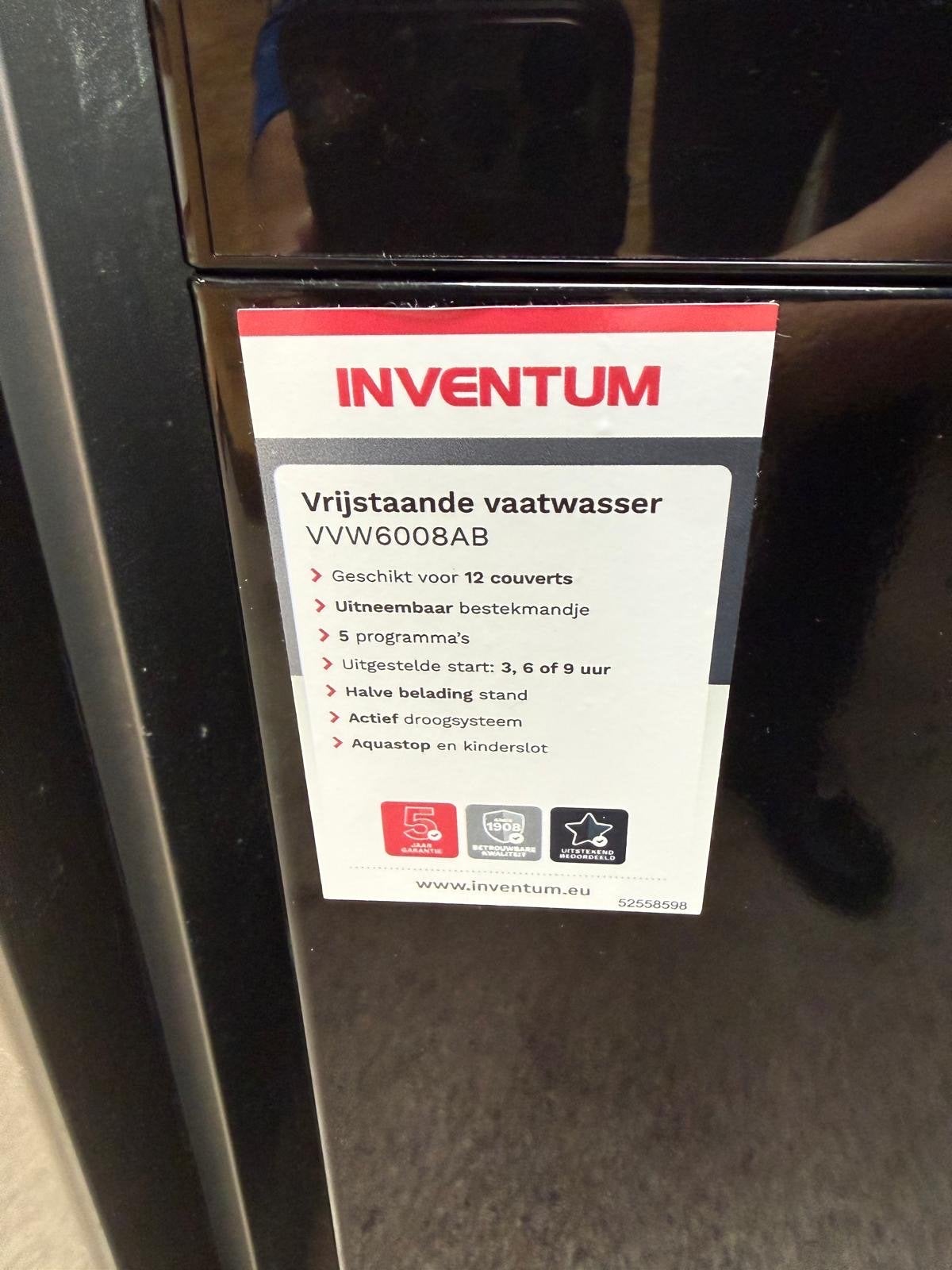 Inventum VVW6008AB Vrijstaande Vaatwasser ZGAN, Ophalen, 60 cm of meer, Zo goed als nieuw, Vrijstaand