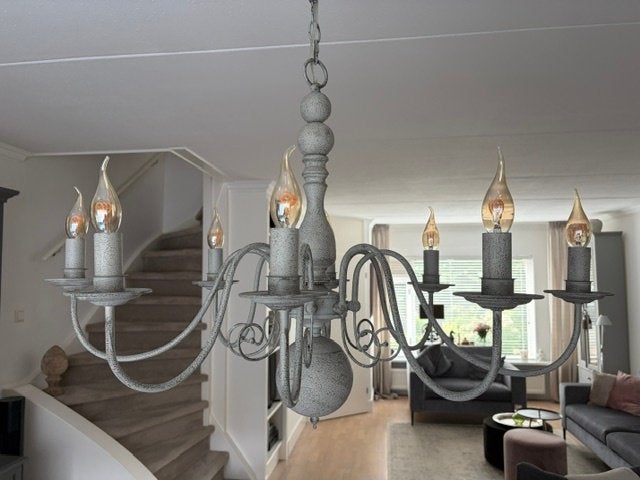 Plafond kandelaar., Gebruikt, Ophalen of Verzenden, Metaal, Grijs