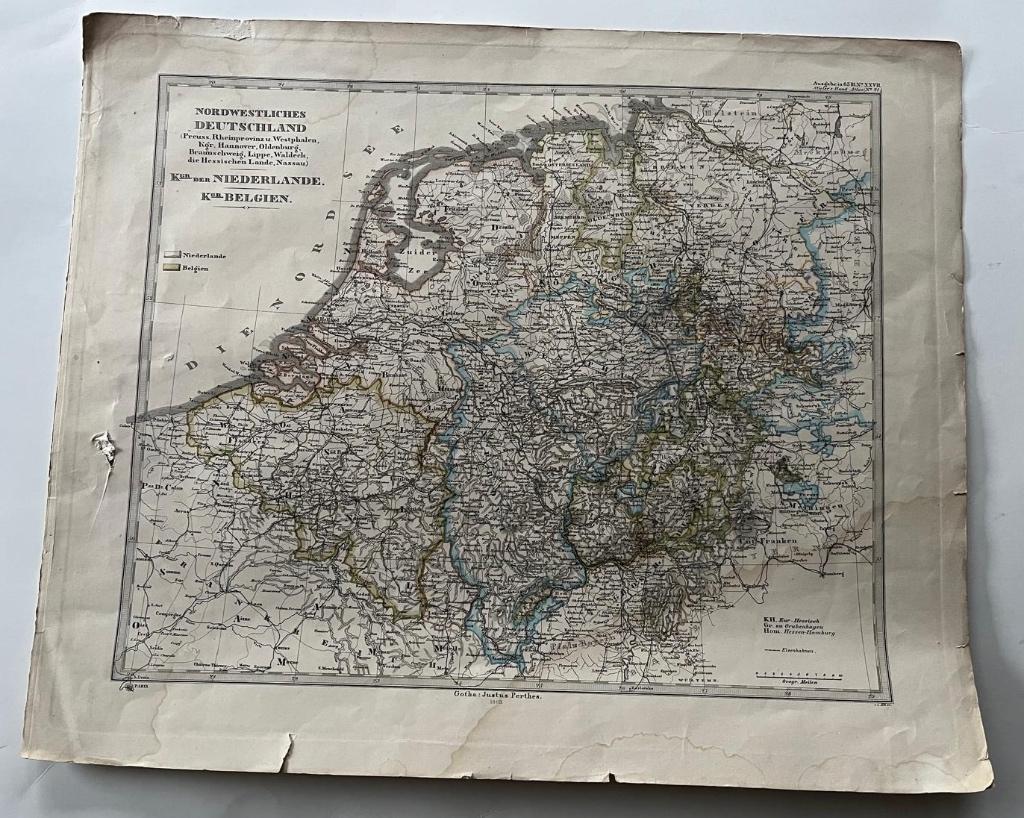 Nordwestliches Deutschland - Justus Perthes 1856, Boeken, Gelezen, Justus Perthes, Ophalen of Verzenden, Landkaart