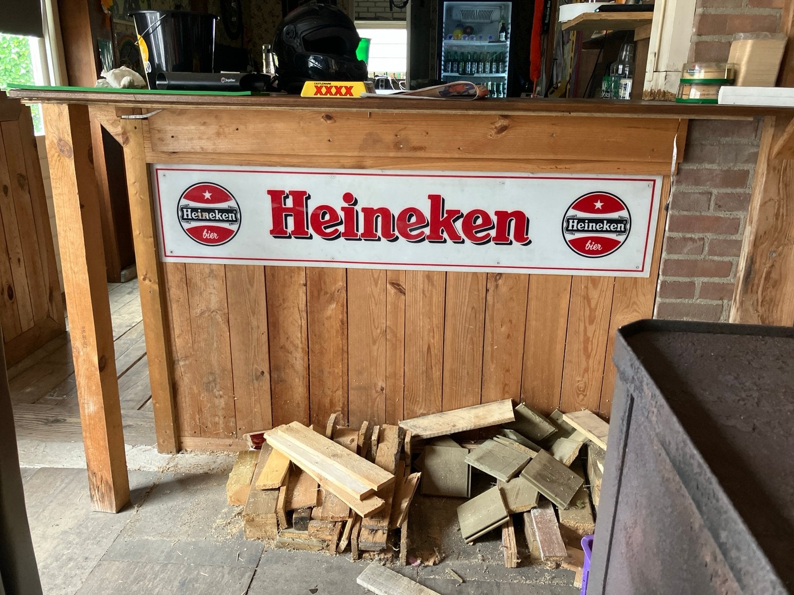 Heineken bord, Verzamelen, Ophalen, Gebruikt, Reclamebord, Plaat of Schild, Heineken