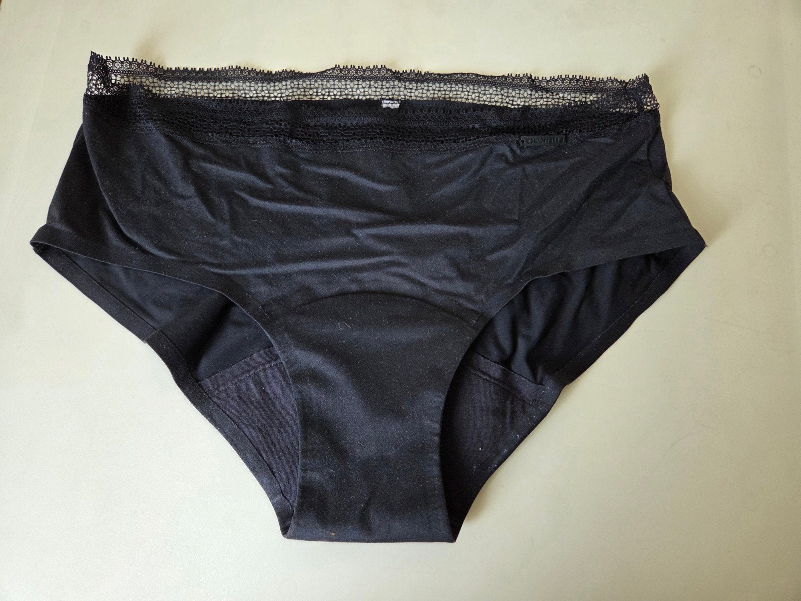 Chantelle Zwarte Menstruatie Slip met Kant, Chantelle, Ophalen, Zwart, Slip
