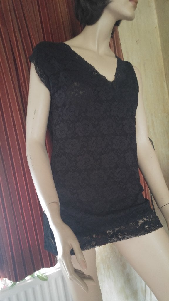 Een nieuw kanten damens  Hemd  l Zwart    maat Lxxx, Kleding | Dames, Ophalen of Verzenden, Zwart, Hemd