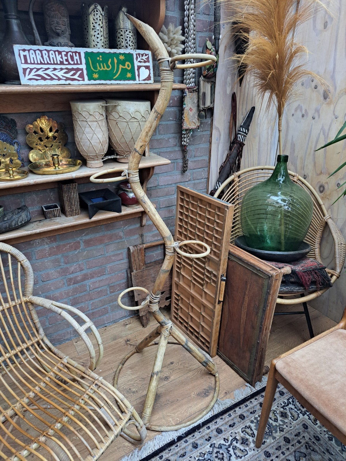 Vintage Rohe Noordwolde Rotan Plantenstandaard, Ophalen