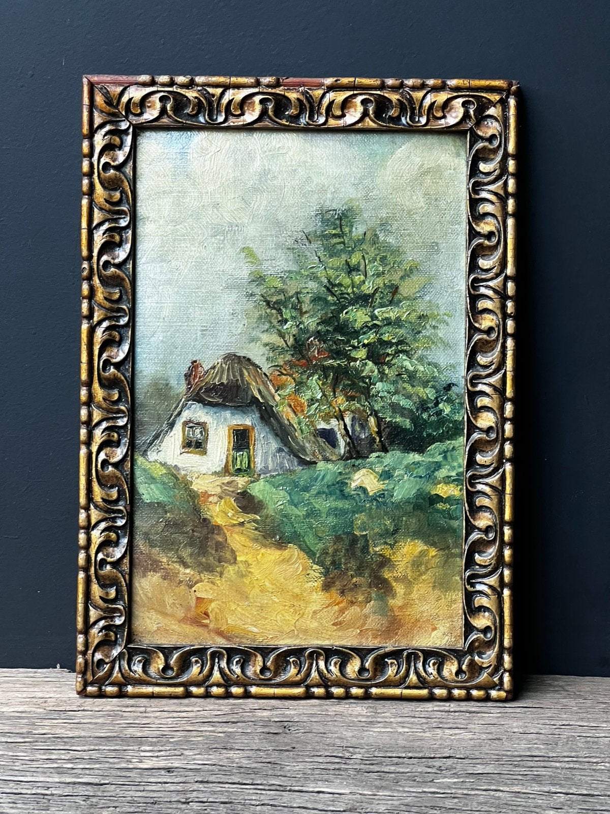 Antiek olieverf schilderij inc Barok lijst, Ophalen of Verzenden