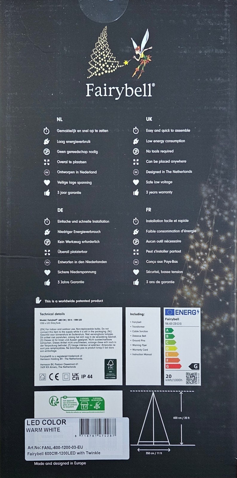 Fairybell 600CM-1200LED met Twinkle - Warm Wit, Ophalen, Overige materialen, Minder dan 50 watt, Overige typen