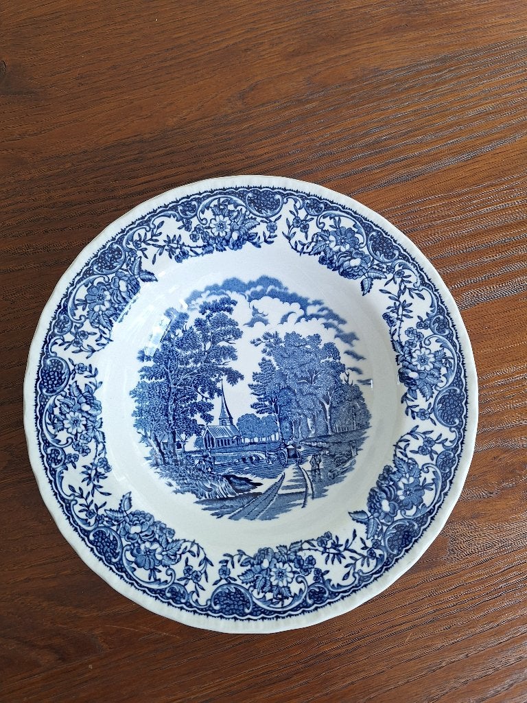 diep bord blauw Royal Tudor Ware Staffordshire old England, Antiek en Kunst, Antiek | Servies los, Ophalen of Verzenden
