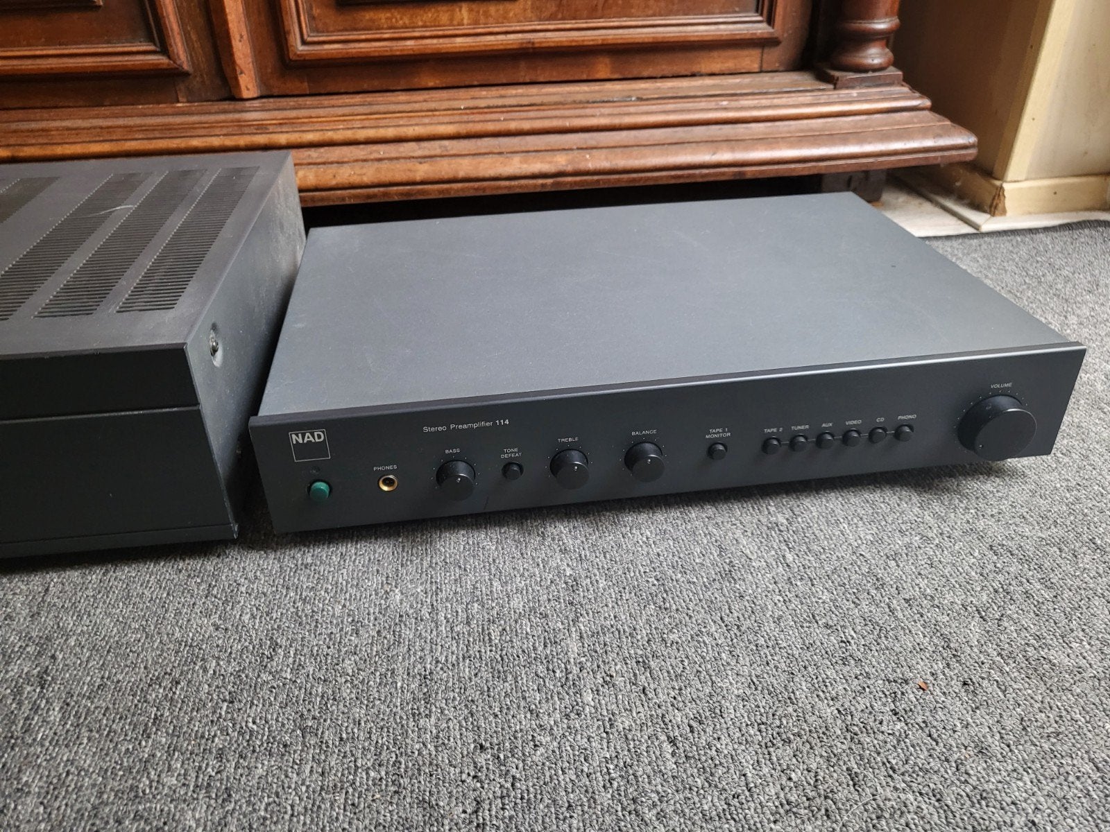 NAD 214 Poweramp +NAD 114 Pre, Gebruikt, 120 watt of meer, Stereo, Ophalen