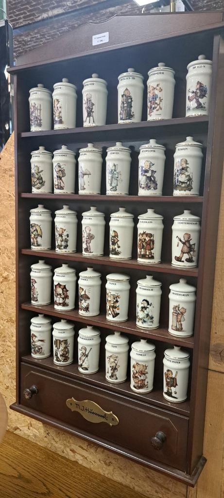 M.J. Hummel Kruidenrek met 30 Porseleinen Potjes, Antiek en Kunst, Ophalen of Verzenden