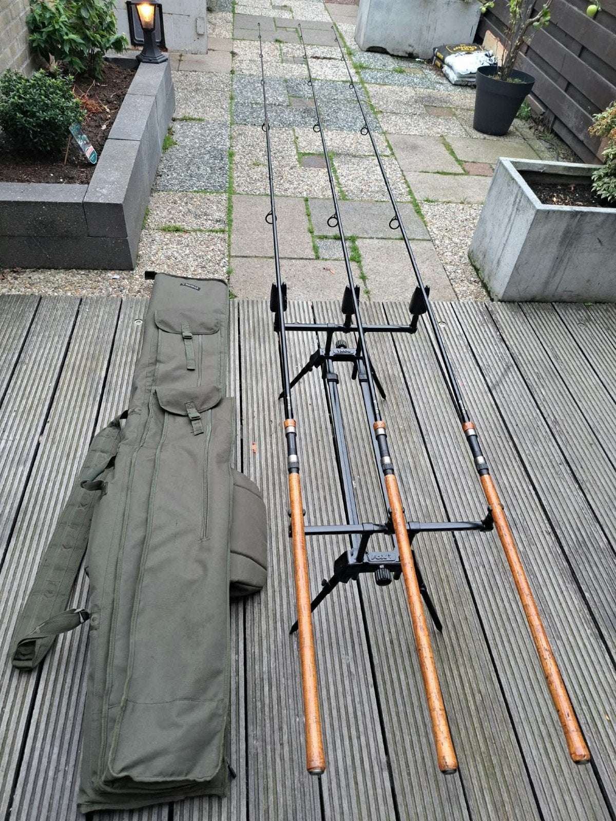 karperset 3x Fox 3.60m 2.75LB, Shimano molens, Fox luxe foud, Ophalen of Verzenden, Zo goed als nieuw, Werphengel