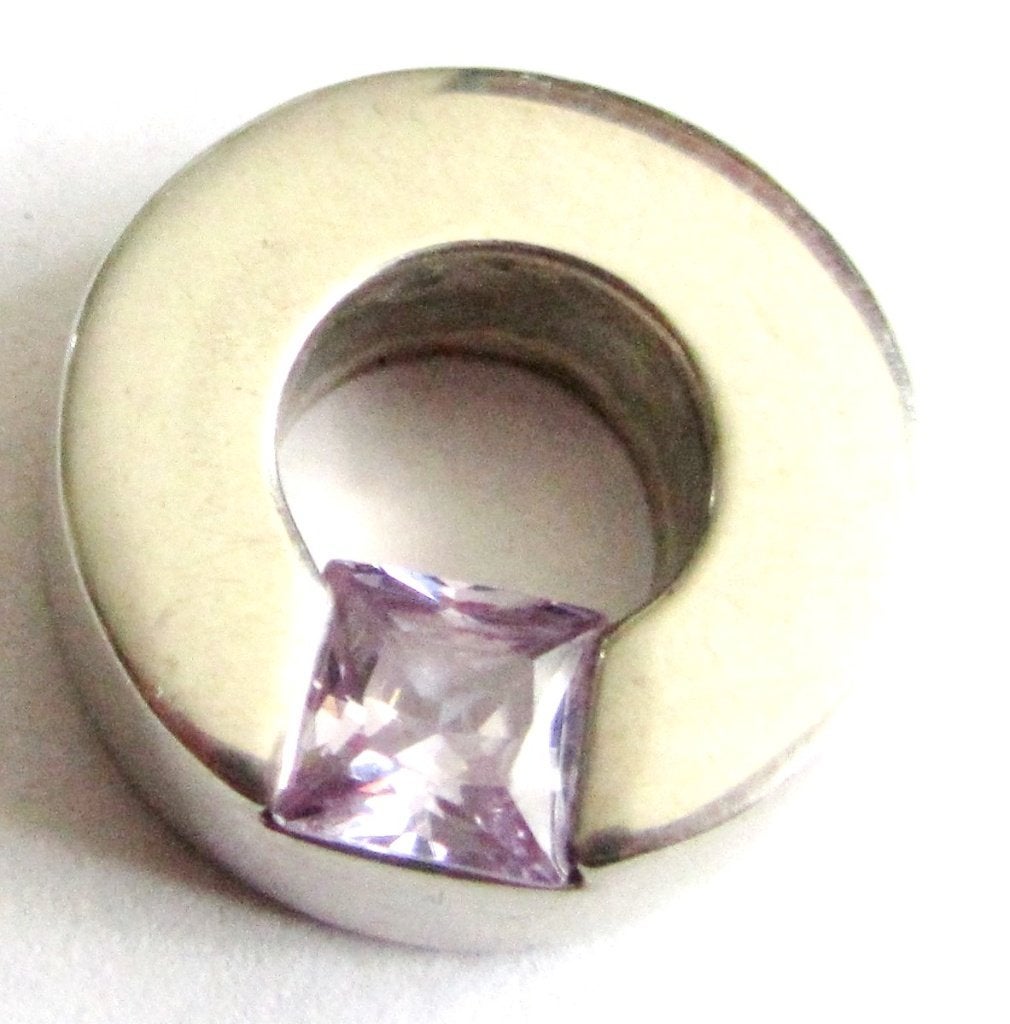 Prachtige 925 zilveren ketting hanger ingelegd lila Kunzit, Ophalen, Zilver, Hanger, Met edelsteen
