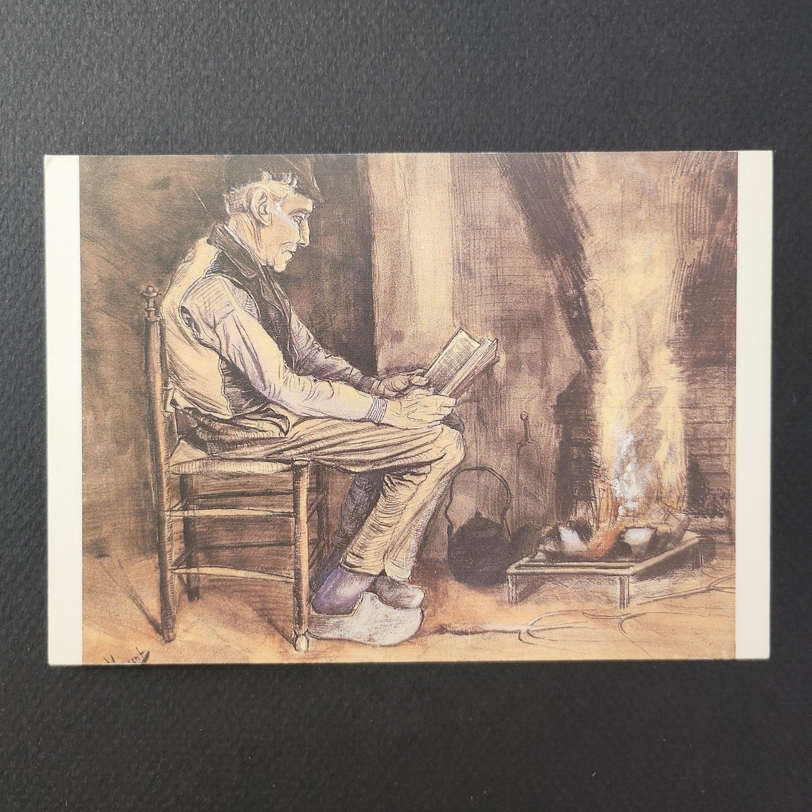 Kunstkaart Vincent van Gogh - Lezende man bij het vuur, Verzenden, 1980 tot heden, Ongelopen, Cultuur en Media
