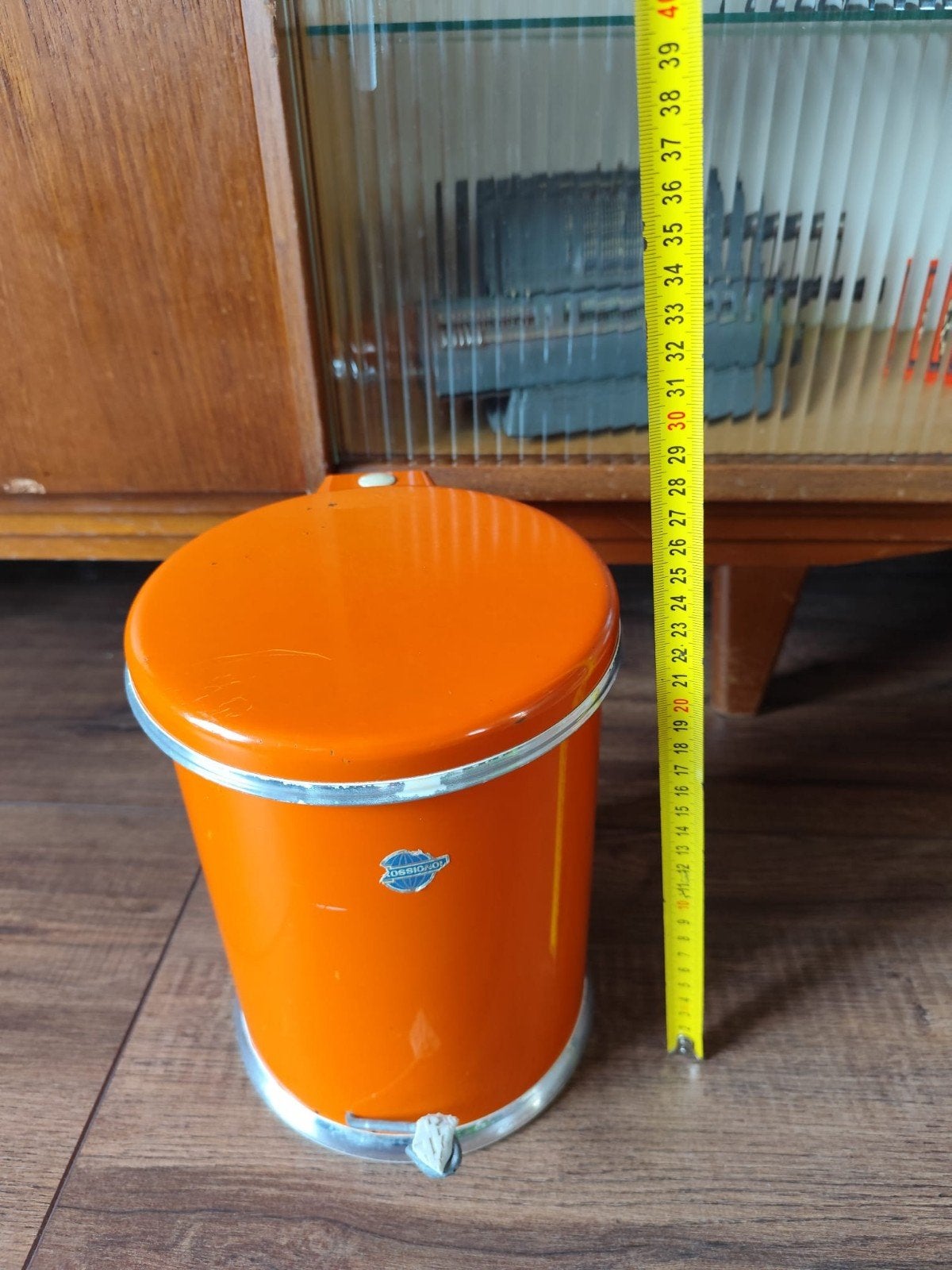 Vintage Oranje Pedaalemmer - Jaren '70 Design, Vintage, Gebruikt, Ophalen of Verzenden, Oranje