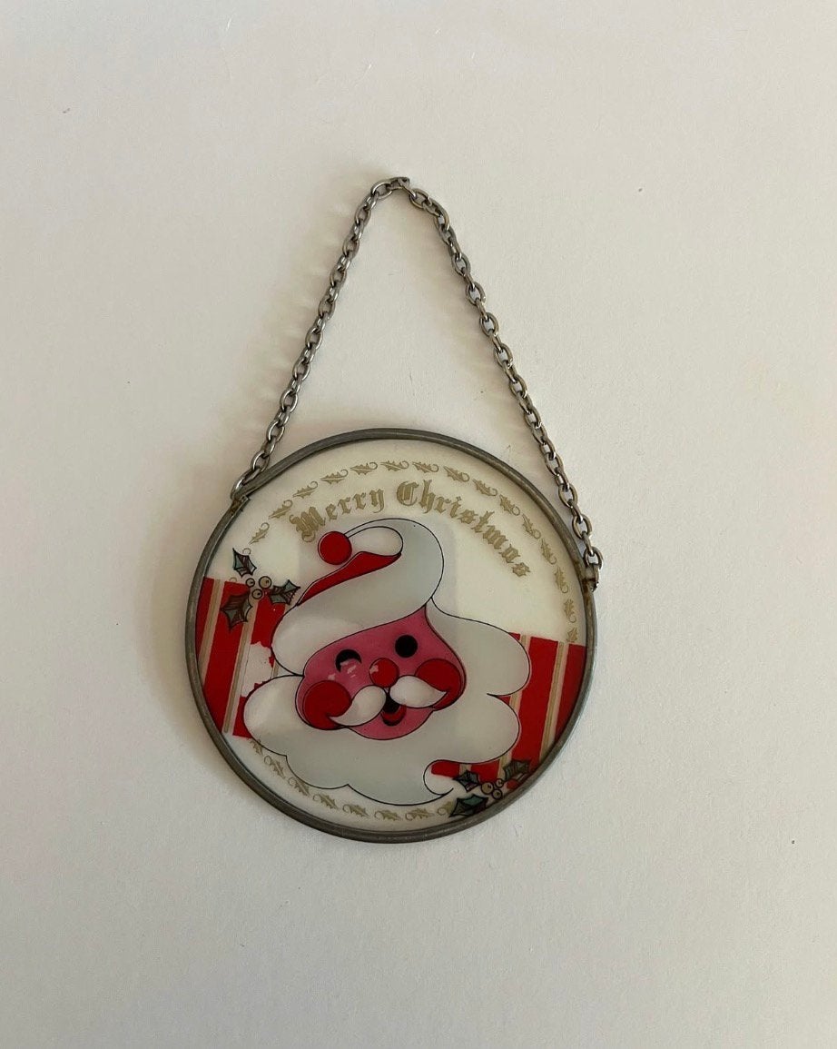 vintage glazen kersthanger met Santa Claus, Gebruikt, Kersthanger, Kersthanger, Kersthanger