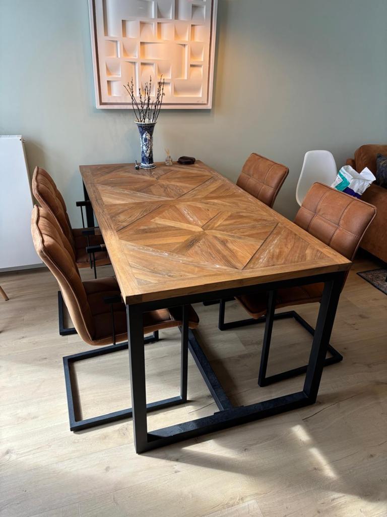 Eetkamertafel teakhout, Ophalen, Teakhout, 50 tot 100 cm, Zo goed als nieuw