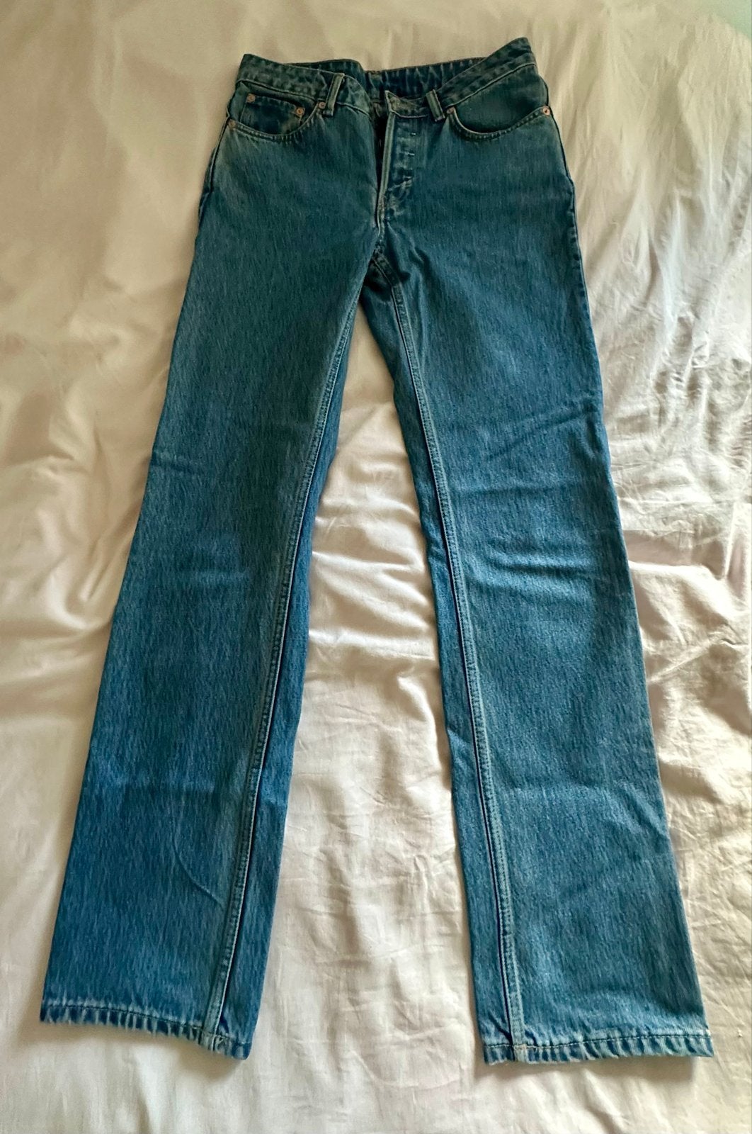 Weekday Pin Mid Straight Jeans W28 L34, Ophalen of Verzenden, Zo goed als nieuw, Blauw, W28 - W29 (confectie 36)
