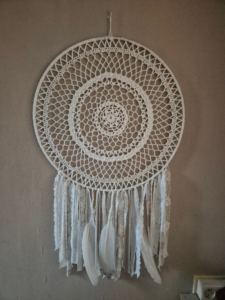 Zelfgemaakt mandala wandhanger, Wandhanger, Textiel, Nieuw, Ophalen of Verzenden